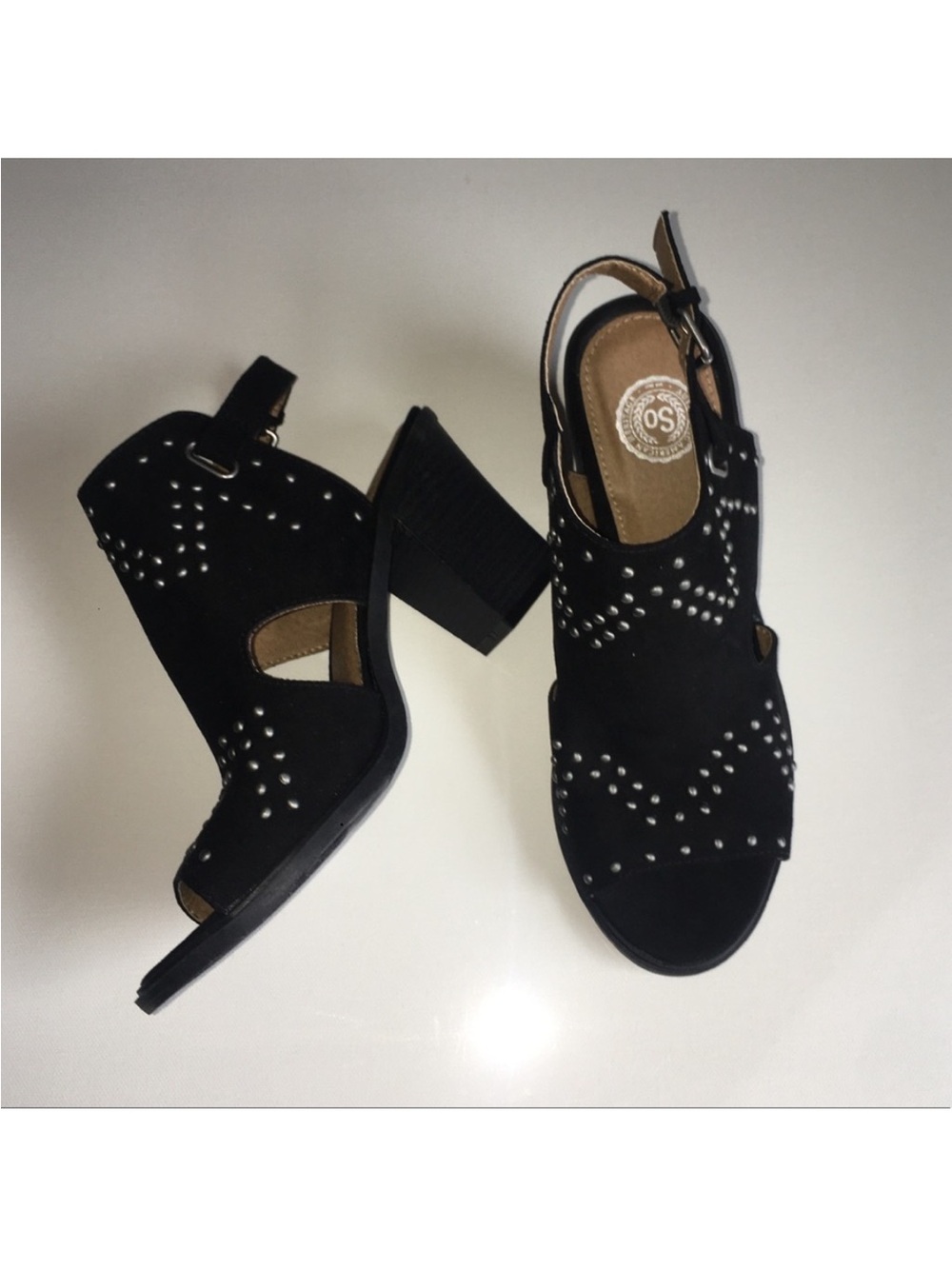 Kohl's Black Studded Block Heel Sandals